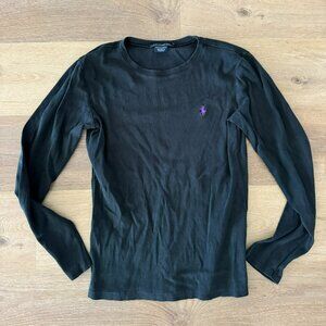 Ralph Lauren Sport Women's Black Cotton Long Sleeve Size L sweatshirt polo shirt